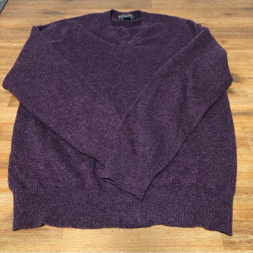 Brooks Brothers Purple Scottish Cashmere V-Neck Sweater